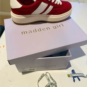 Madden Girl Red and White Platform Trainer new in box never worn